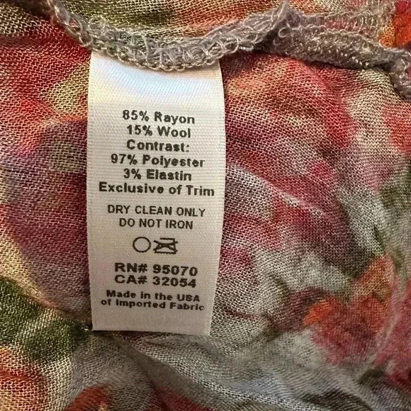 Anthropologie | Weston | Wool Blend Long Sleeve Boho Floral Blouse Size Small S - Picture 7 of 8